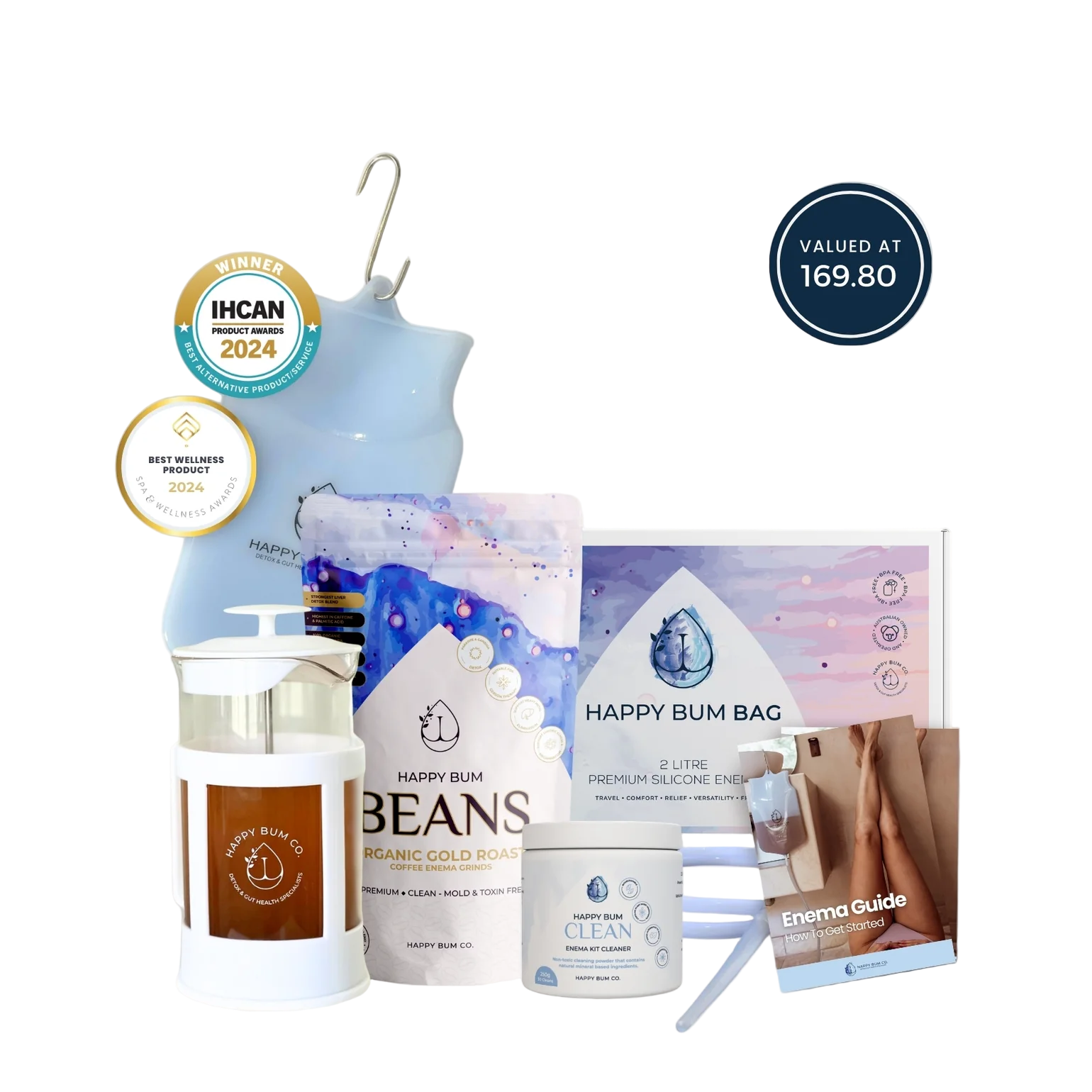 Happy Bum Beginners Bundle - Premium Coffee Enema Kit with Cleaning Powder 1 each